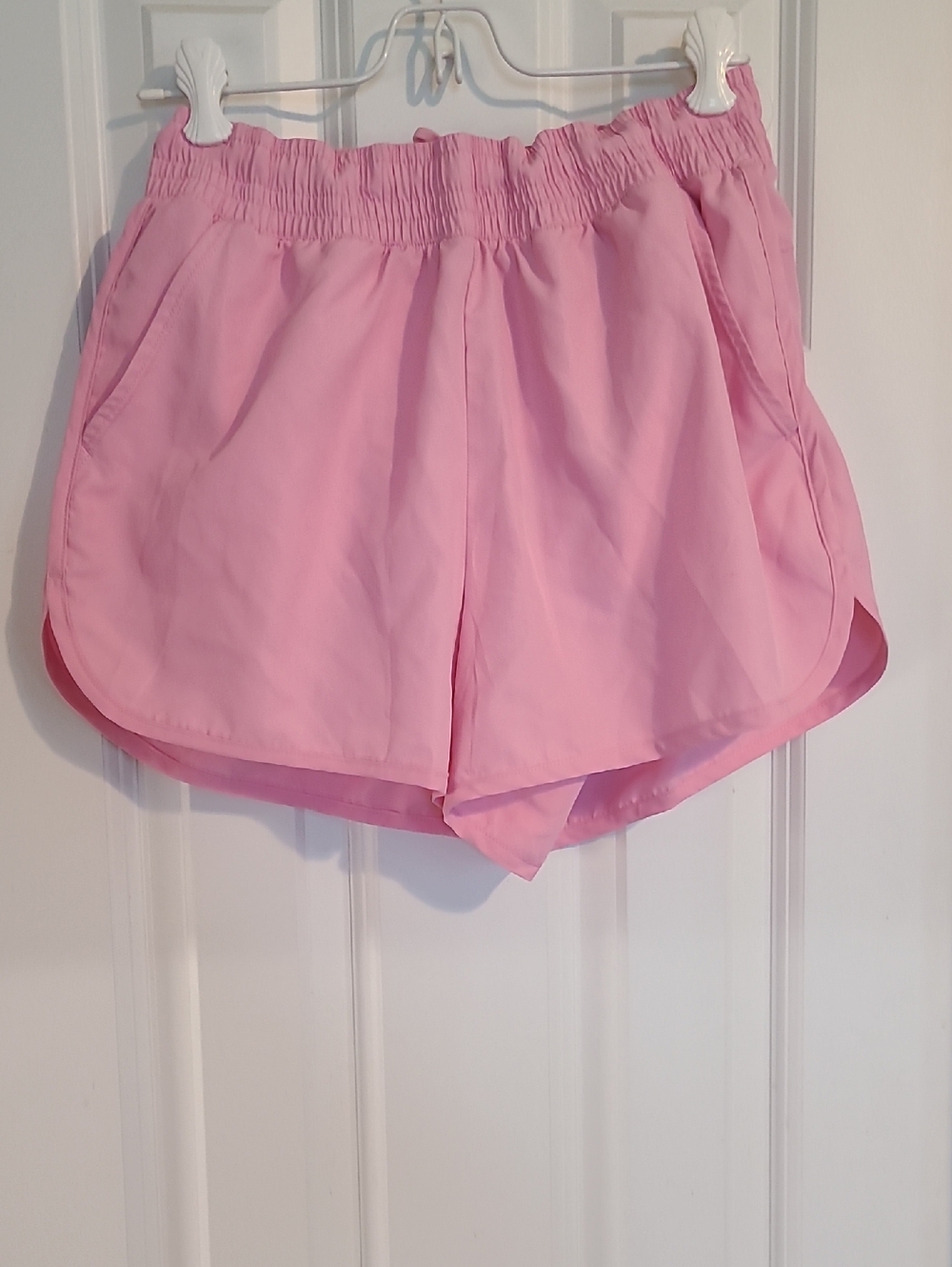 Women's Pink Elastic Waist Athletic Shorts